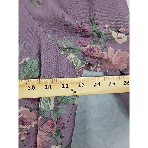 Chaps Purple Floral 3/4 Sleeve V Neck Popover Boho Blouse Women's Plus 2X - Picture 9 of 11